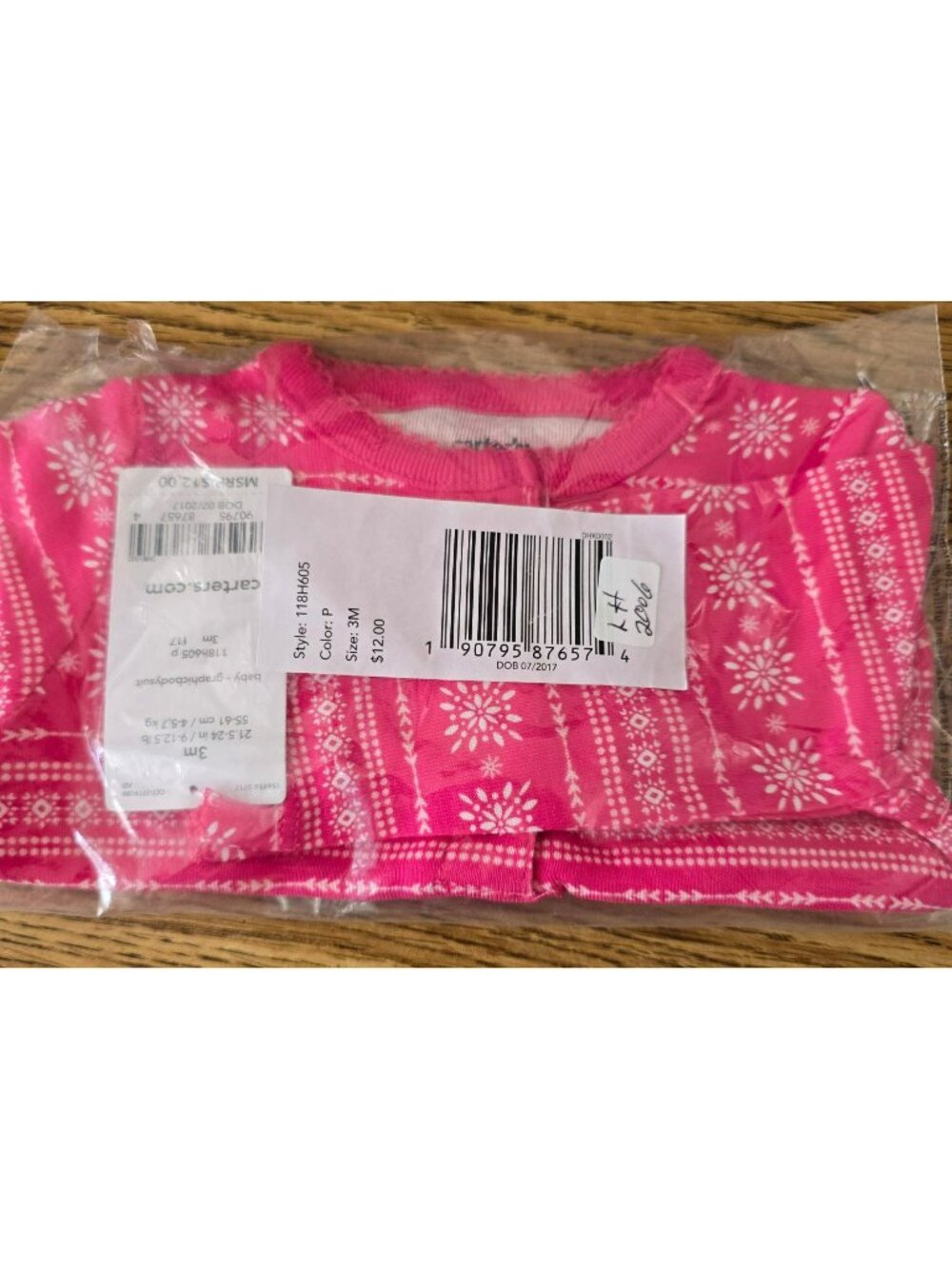 Baby Girls Top Pink Long Sleeve Bodysuit 3 Months Snowflake Cute LH2006